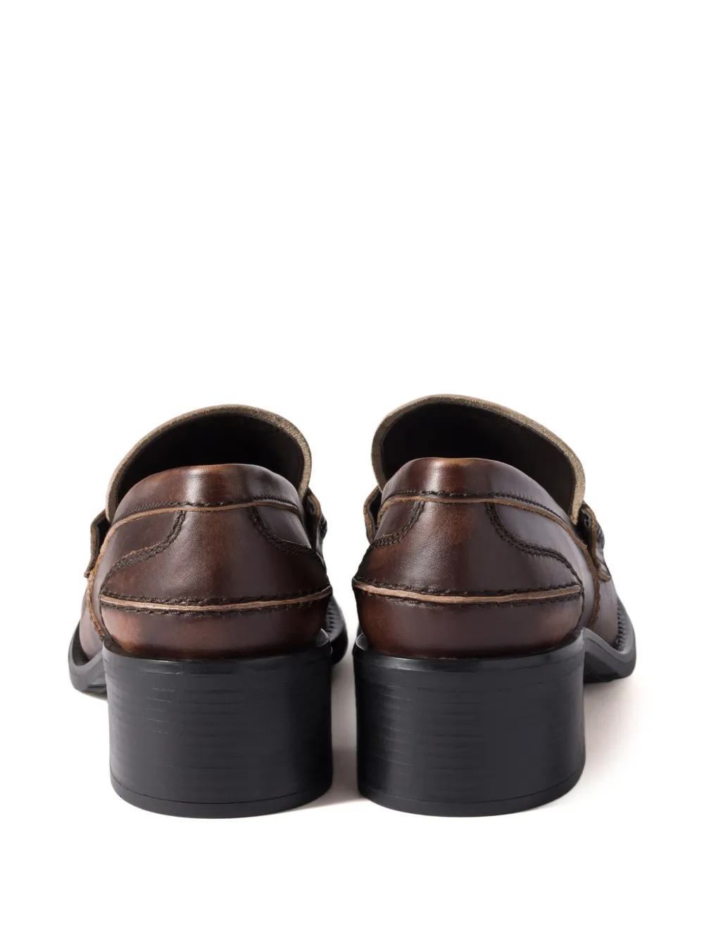 Miu 50mm leather band coin loafers Brown