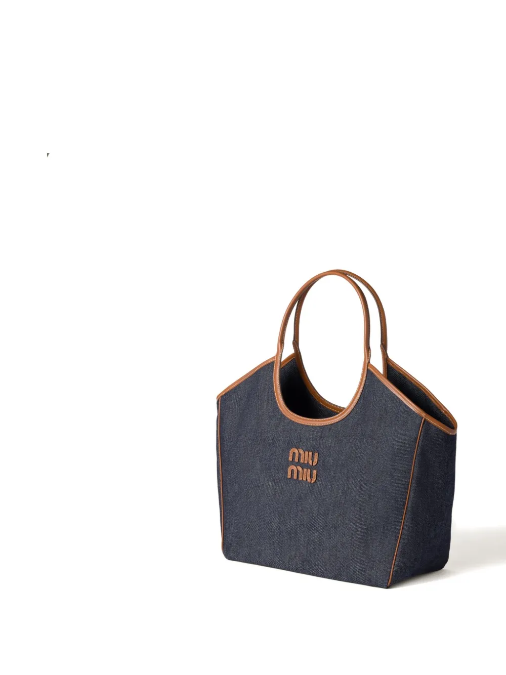 Miu Ivy schoudertas met leren afwerking Blauw
