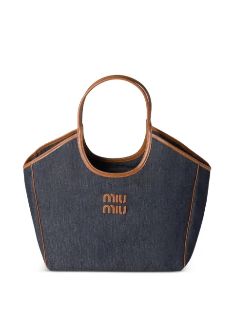 Miu Miu Ivy leather-trimmed denim shoulder bag