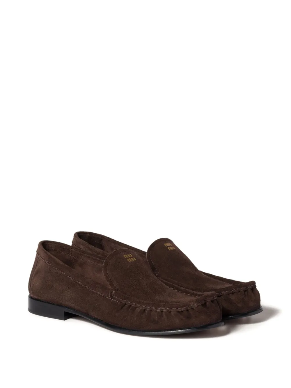 Miu logo-print suede loafers Bruin