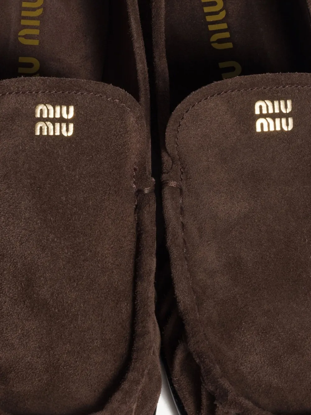 Miu logo-print suede loafers Bruin