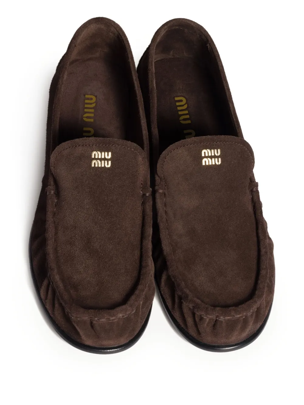 Miu logo-print suede loafers Bruin