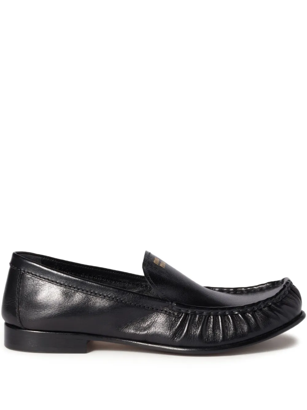 Miu embossed-logo loafers Black