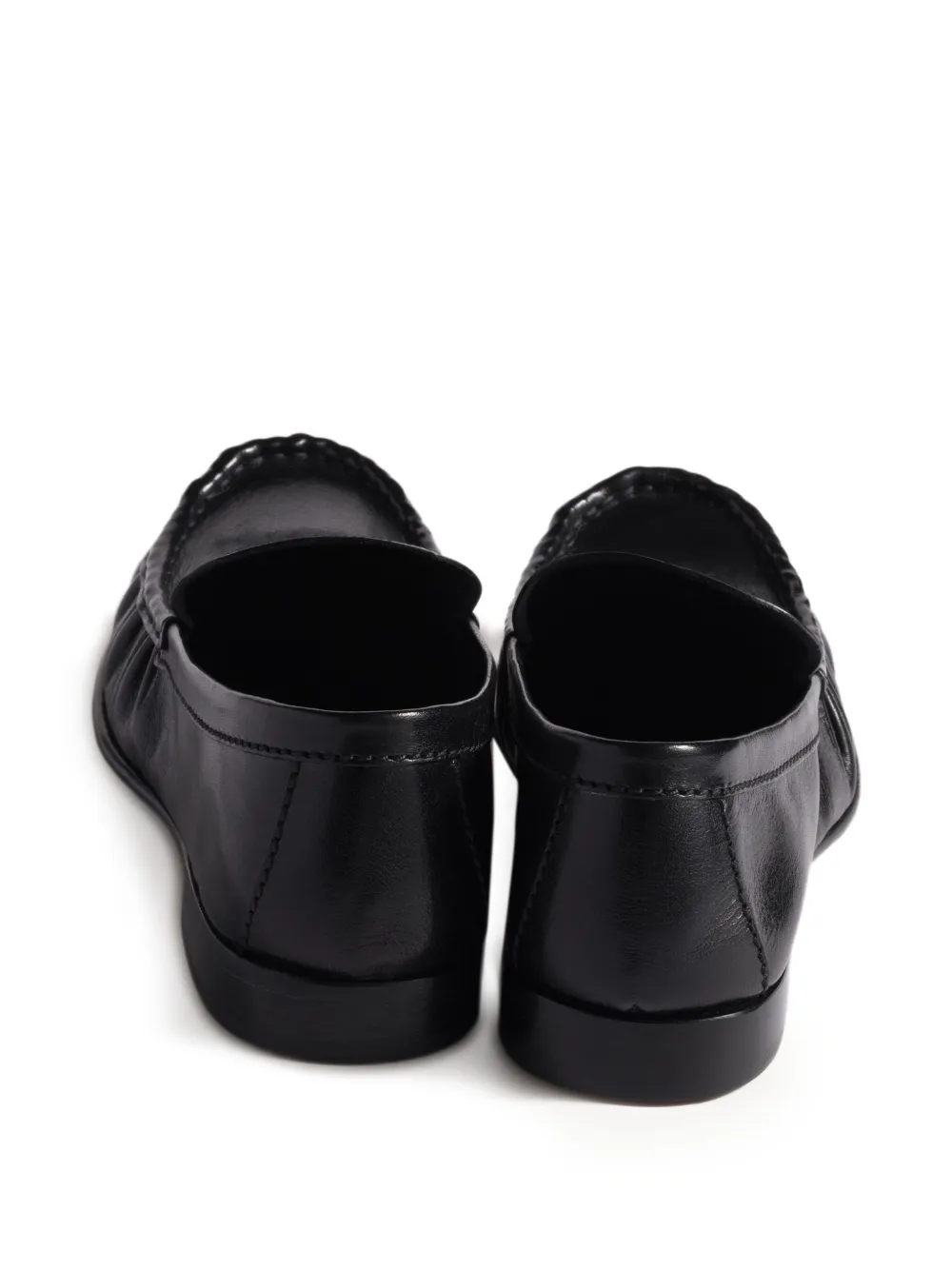 Miu embossed-logo loafers Zwart