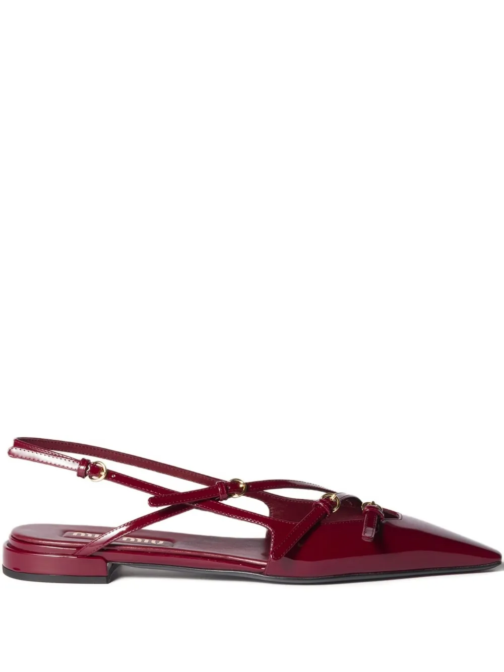 Miu Miu Patent Leather Slingback Ballerinas With Buckles