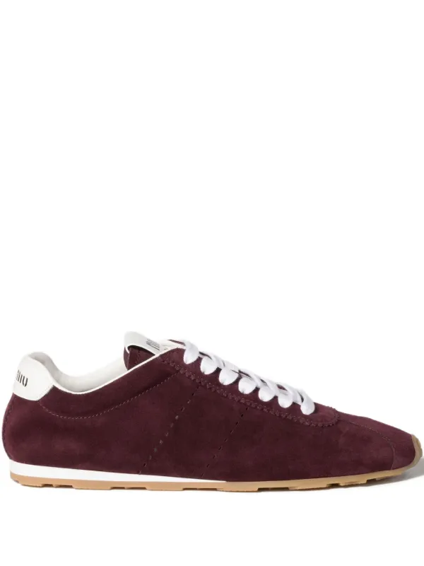 虎様Miu Miu スエード スニーカー ボルドー Miu Miu Plume Suede Sneakers | Red | FARFETCH EE