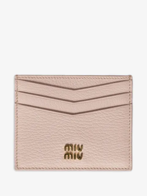 Miu Miu logo标牌皮质卡夹