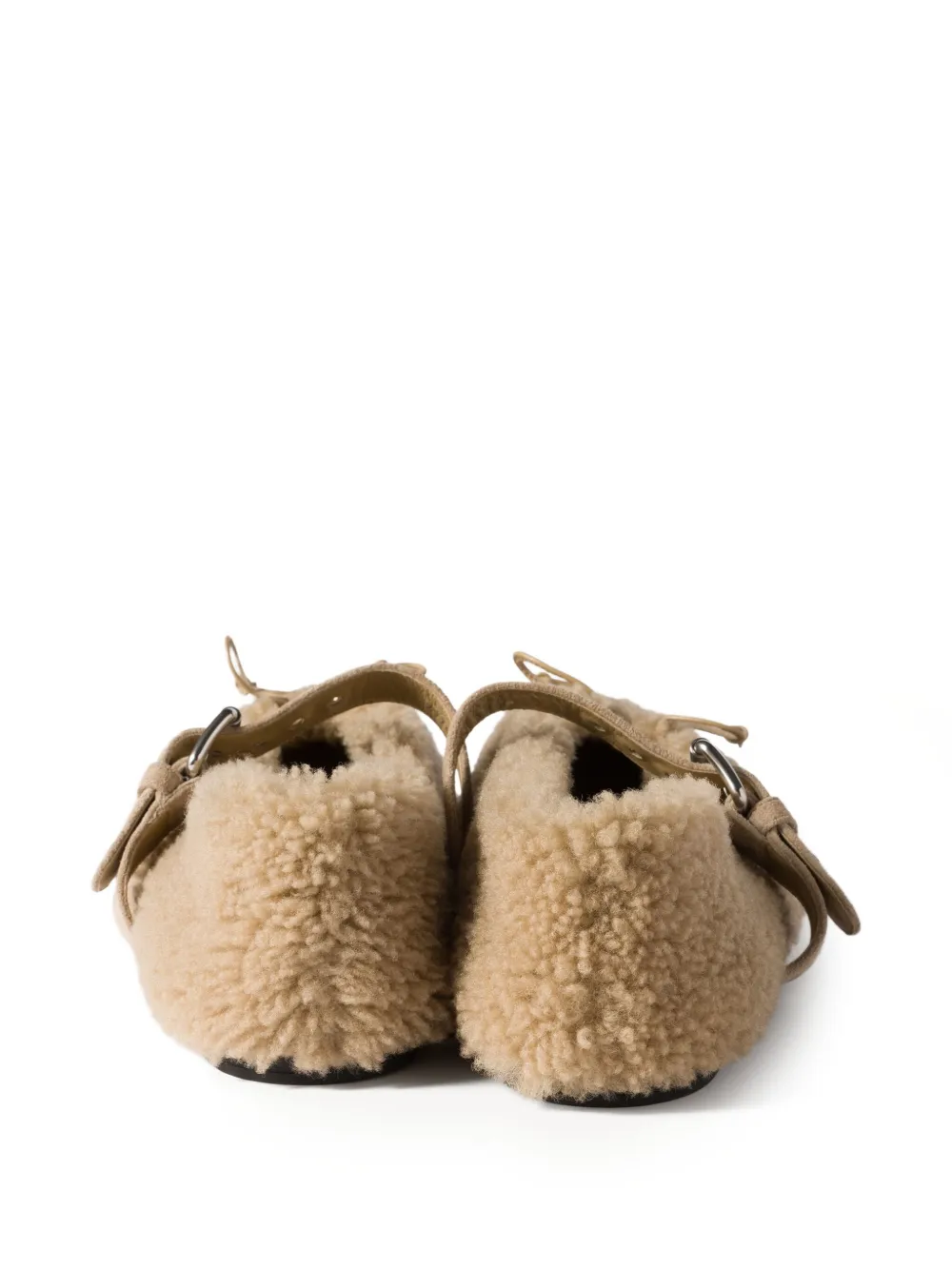 Miu Lammy ballerina's met gespband Beige