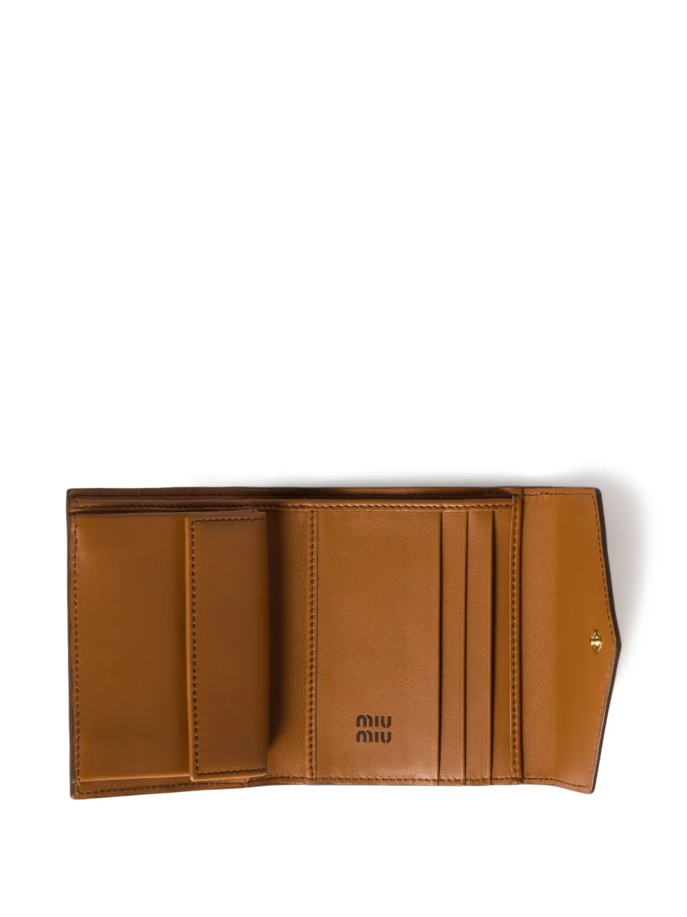 Miu Miu Debossed-logo Leather Wallet In Brown