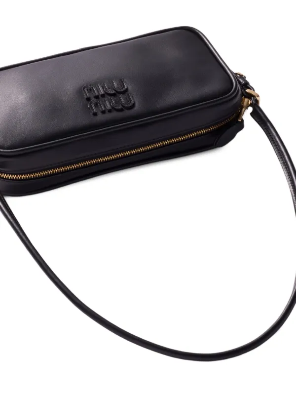 最終お値下げ　miu miu レザーボーバック　ラージ　カーフレザーブラック ブラック ボー レザー バッグ | Miu Miu