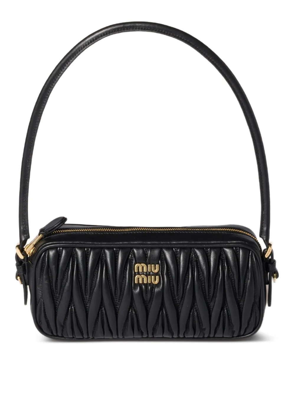Miu Miu Matelassé Leather Mini Bag In Black