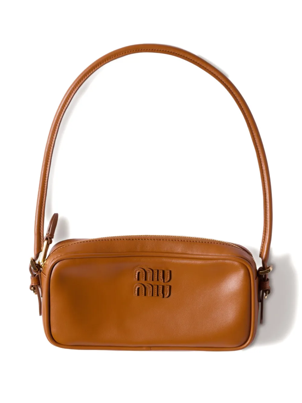 Miu Leren mini-tas met logoplakkaat Bruin