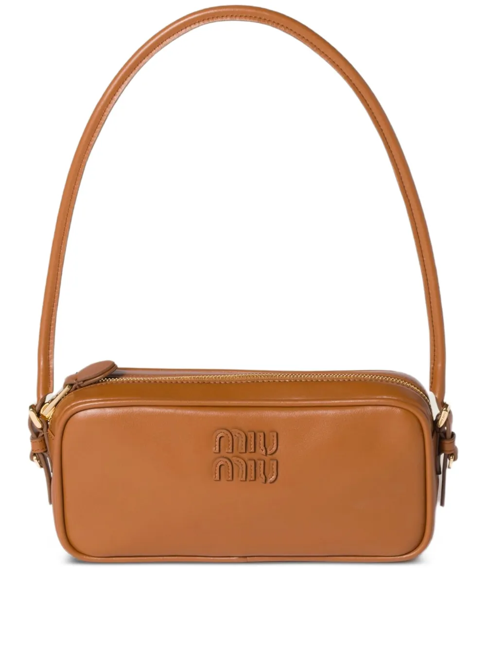 Miu Miu Leather Logo-plaque Mini Bag In Brown