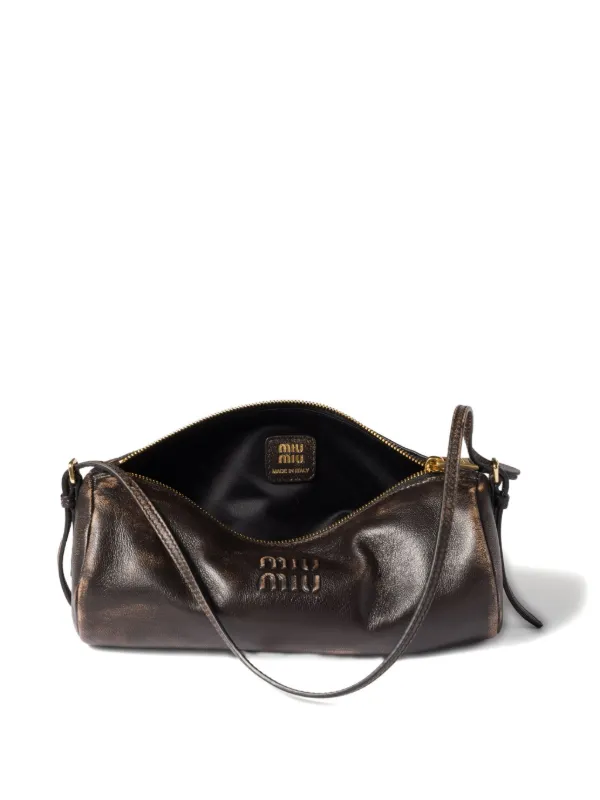 Miu Miu embossed-logo Cylinder Shoulder Bag | Brown