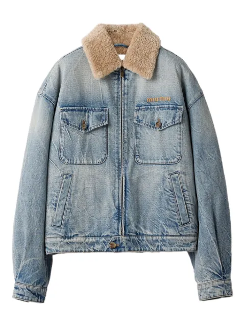 Miu Miu shearling-collar denim jacket