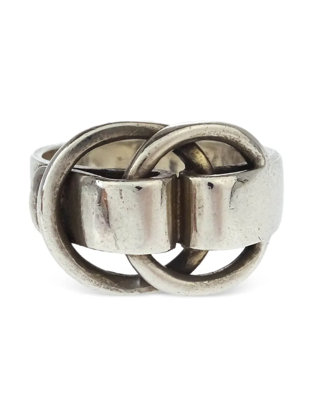 Pre-owned Hermes 1990-2000 Deux Anneaux Ring In Silver