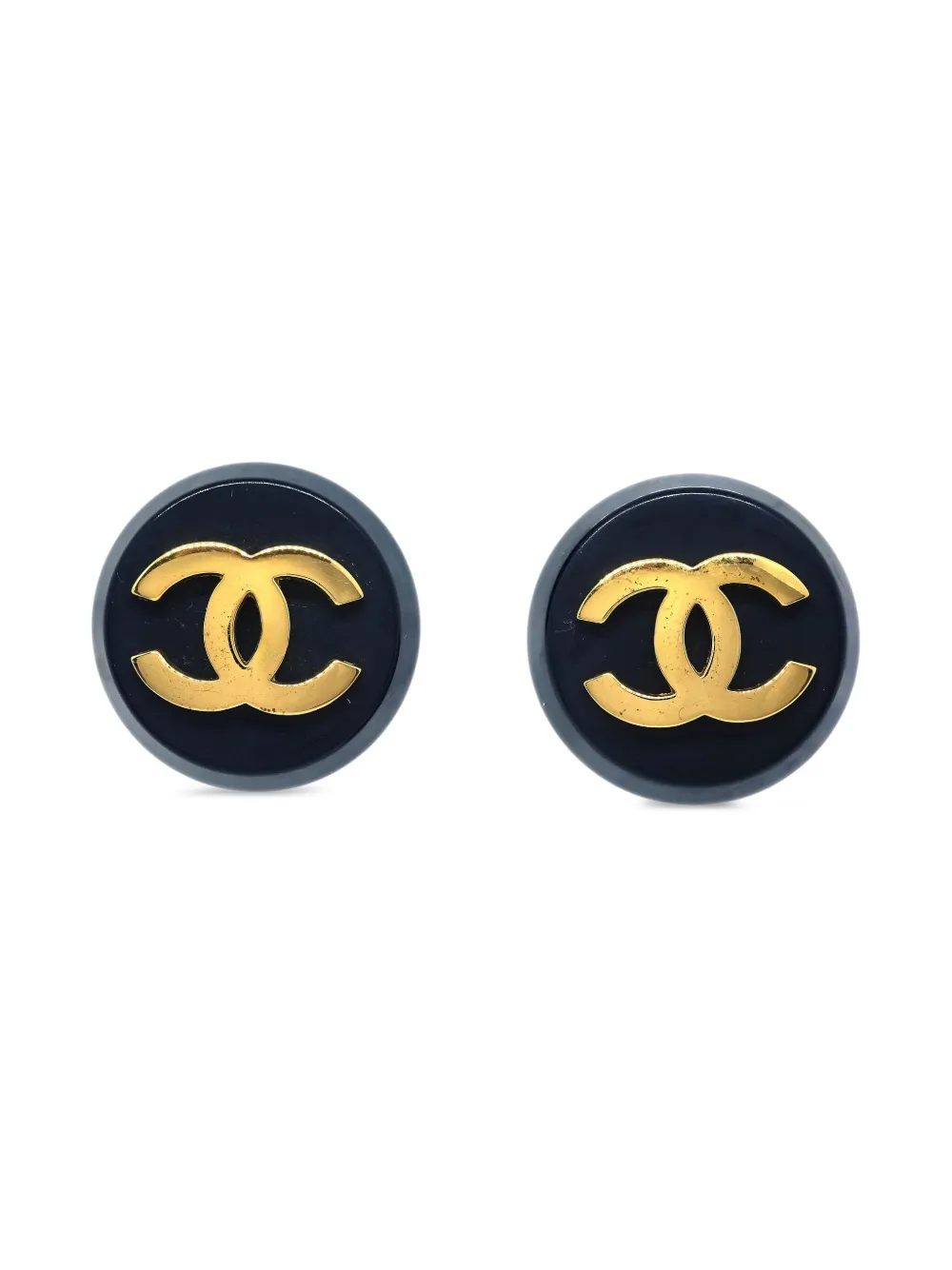 CHANEL Pre-Owned 1990-2000 ココマーク イヤリング - ブラック CHANEL Pre-Owned 1990-2000 ココマーク イヤリング - ブラック