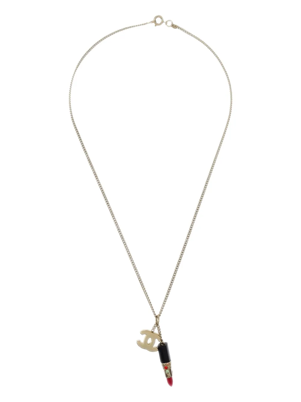 CHANEL Pre-Owned 2004 リップスティック ペンダント ネックレス - メタリック CHANEL Pre-Owned 2004 リップスティック ペンダント ネックレス - メタリック