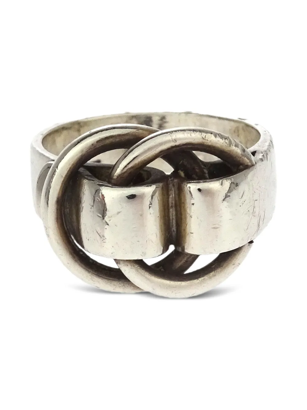 Pre-owned Hermes 1990-2000 Deux Anneaux Ring In Silver