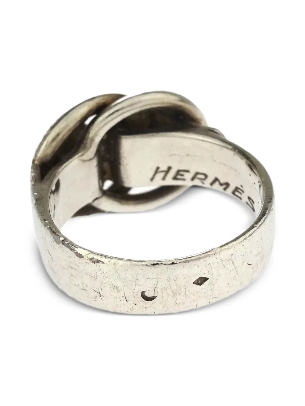 Pre-owned Hermes 1990-2000 Deux Anneaux Ring In Silver