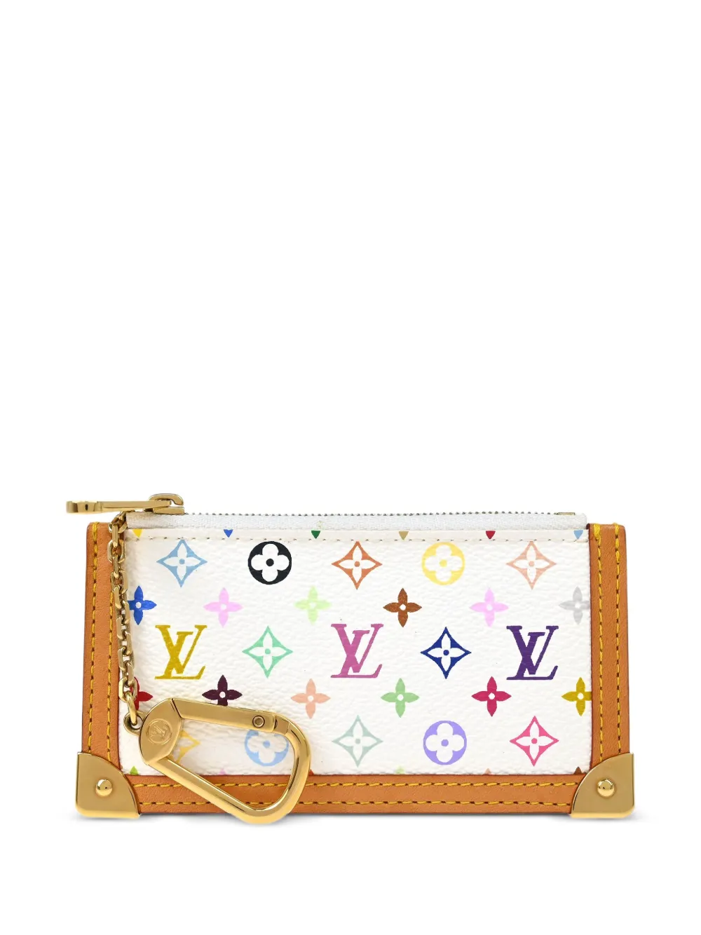 Pre-owned Louis Vuitton 2005 Pochette Cles Coin Purse In White