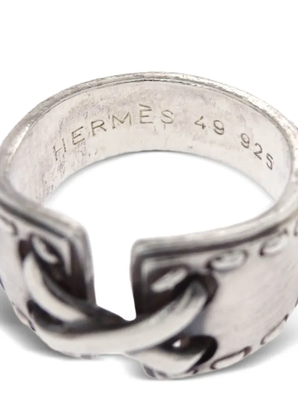 Hermès Pre-Owned 1990-2000s クロスデザイン リング | シルバートーン 