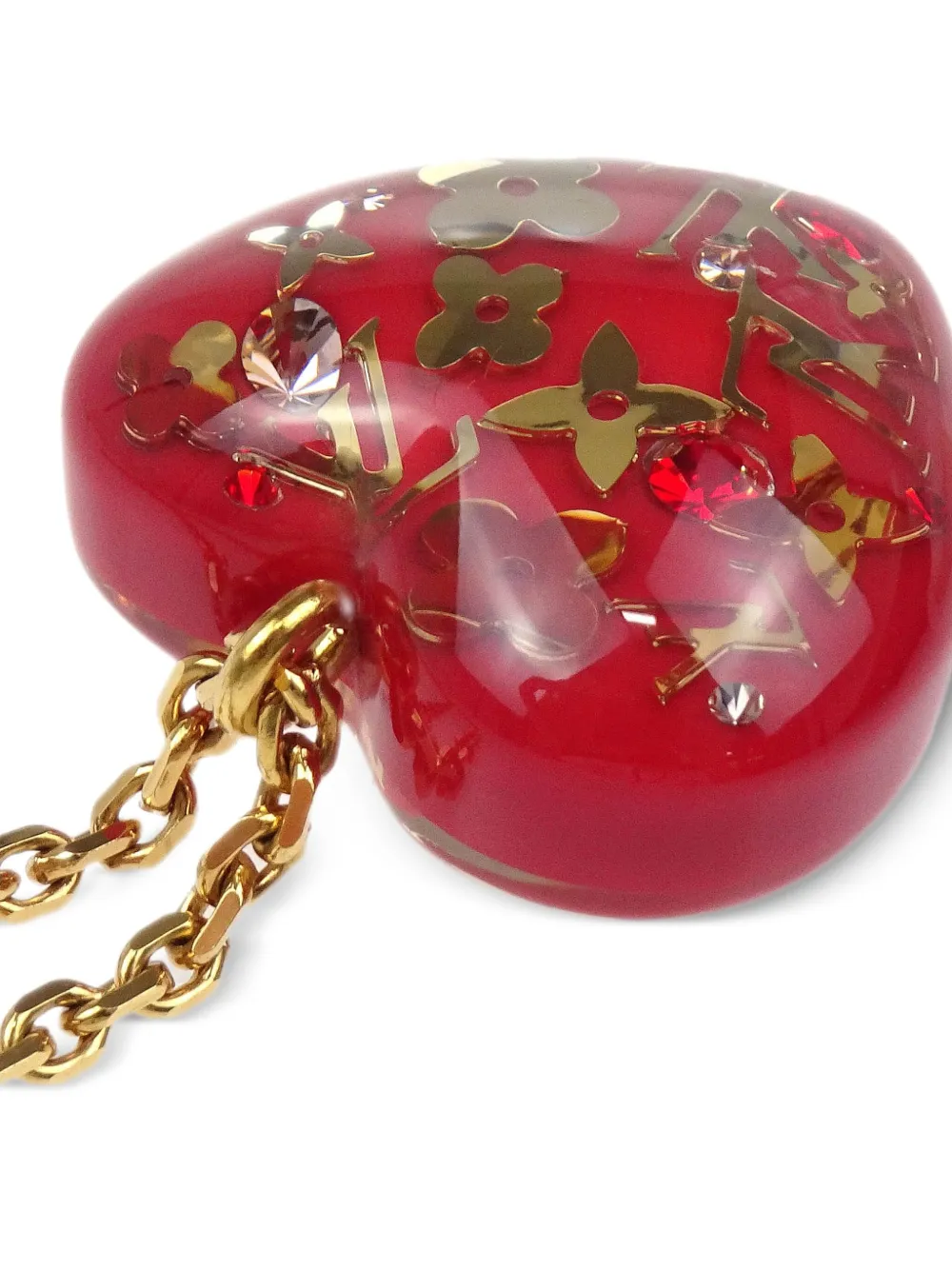 Pre-owned Louis Vuitton 2009 Inclusion Heart Necklace In Red