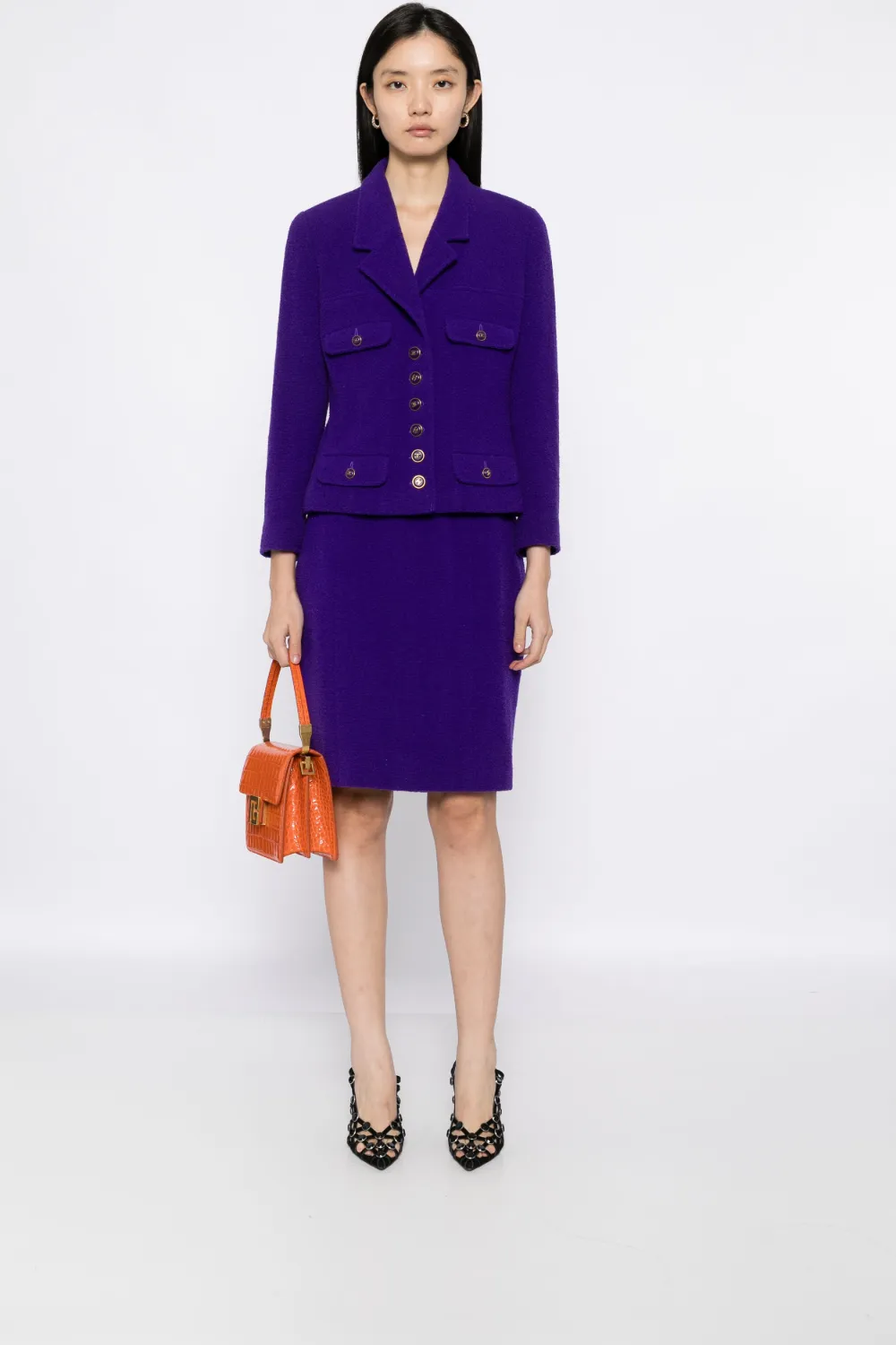 CHANEL Pre-Owned Tailleur con gonna 1995 - Viola