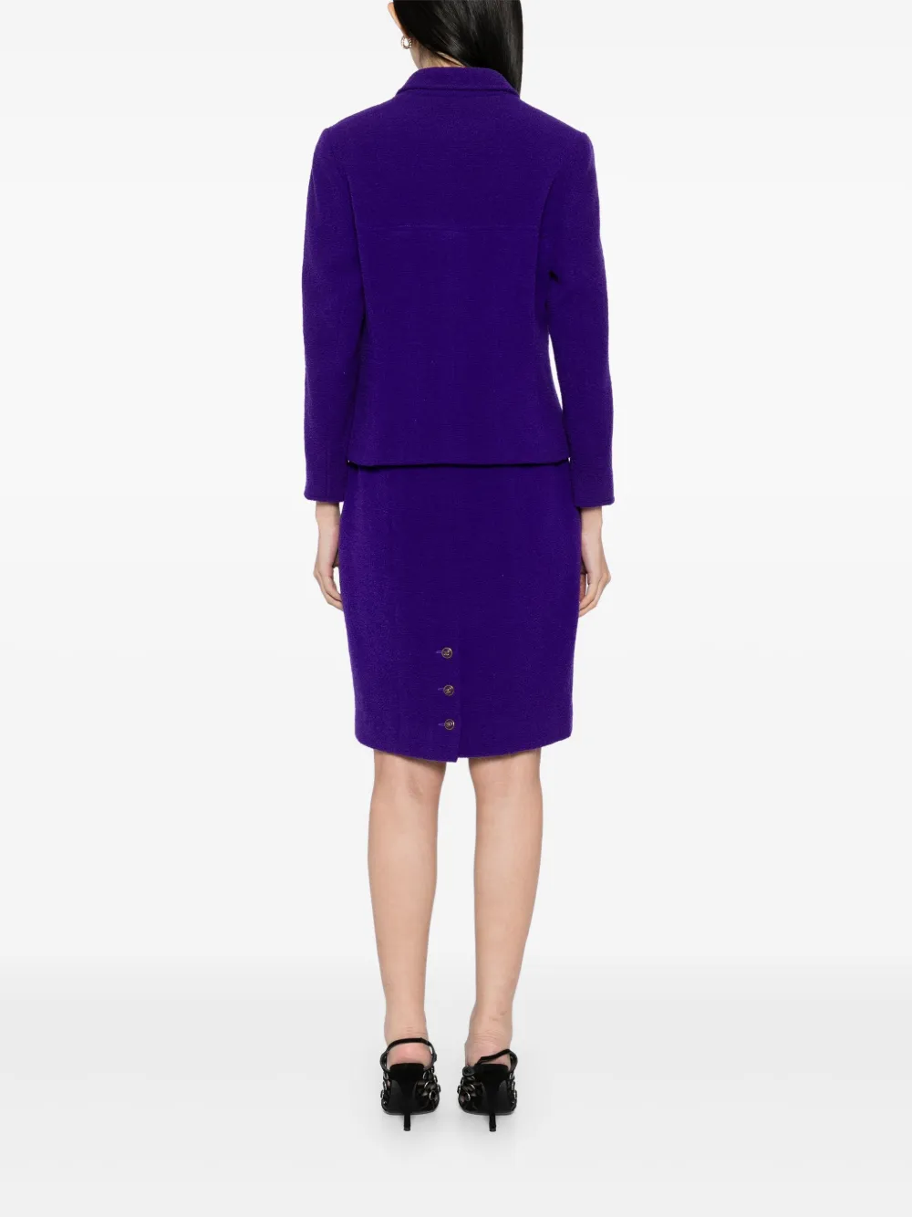 Pre-owned Chanel 1995 Setup Suit Jacket Skirt In Purple
