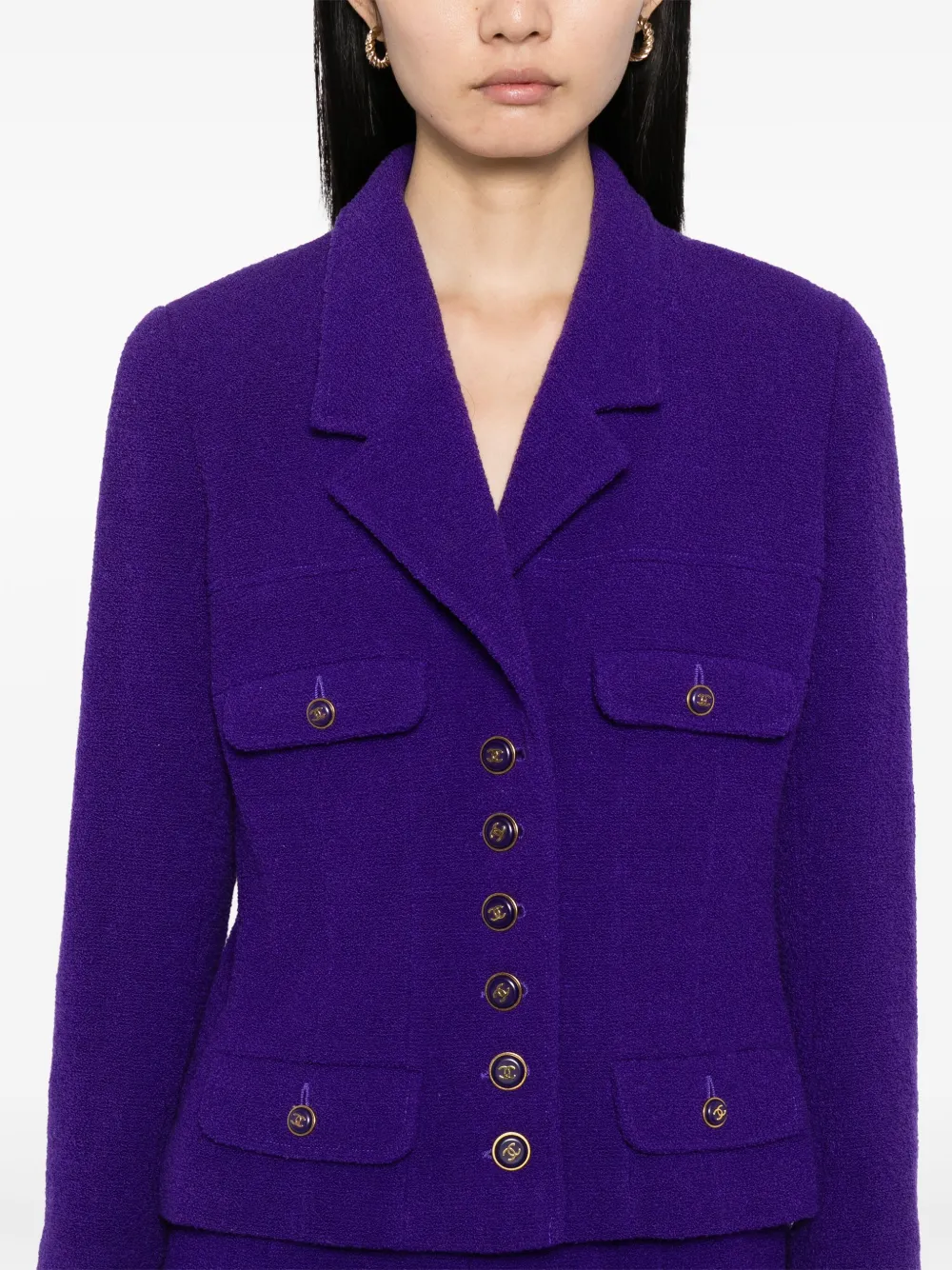 Pre-owned Chanel 1995 Setup Suit Jacket Skirt In Purple
