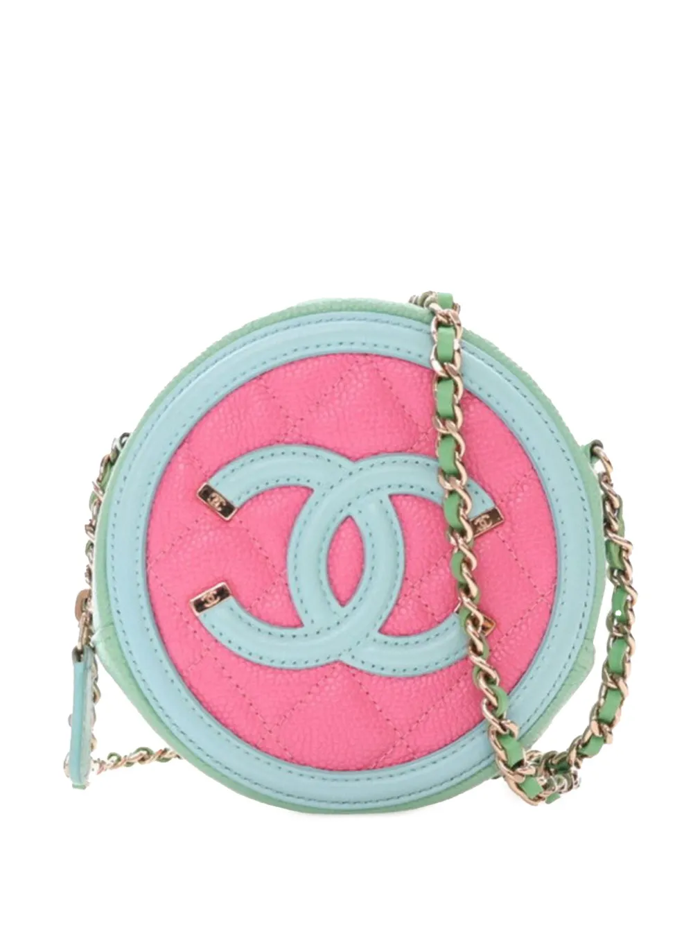 CHANEL Pre-Owned 2019 Tricolor Caviar CC Filigree Round crossbody bag CHANEL Pre-Owned 2019 Tricolor Caviar CC Filigree Round crossbody bag