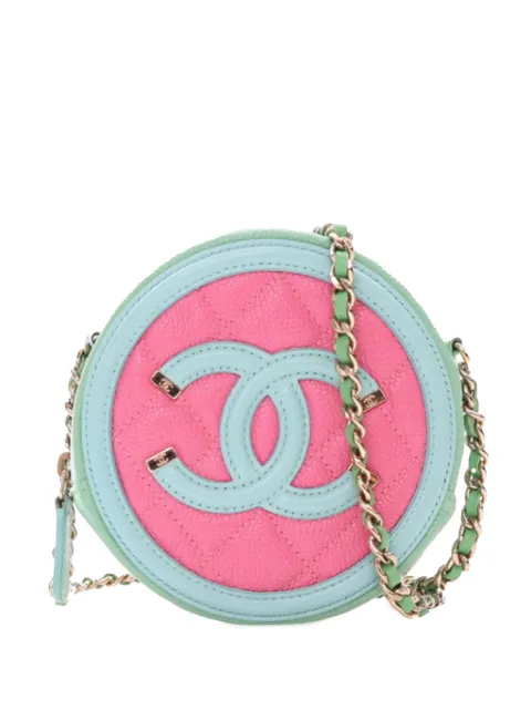 CHANEL Pre-Owned 2019 Tricolor Caviar CC Filigree Round crossbody bag