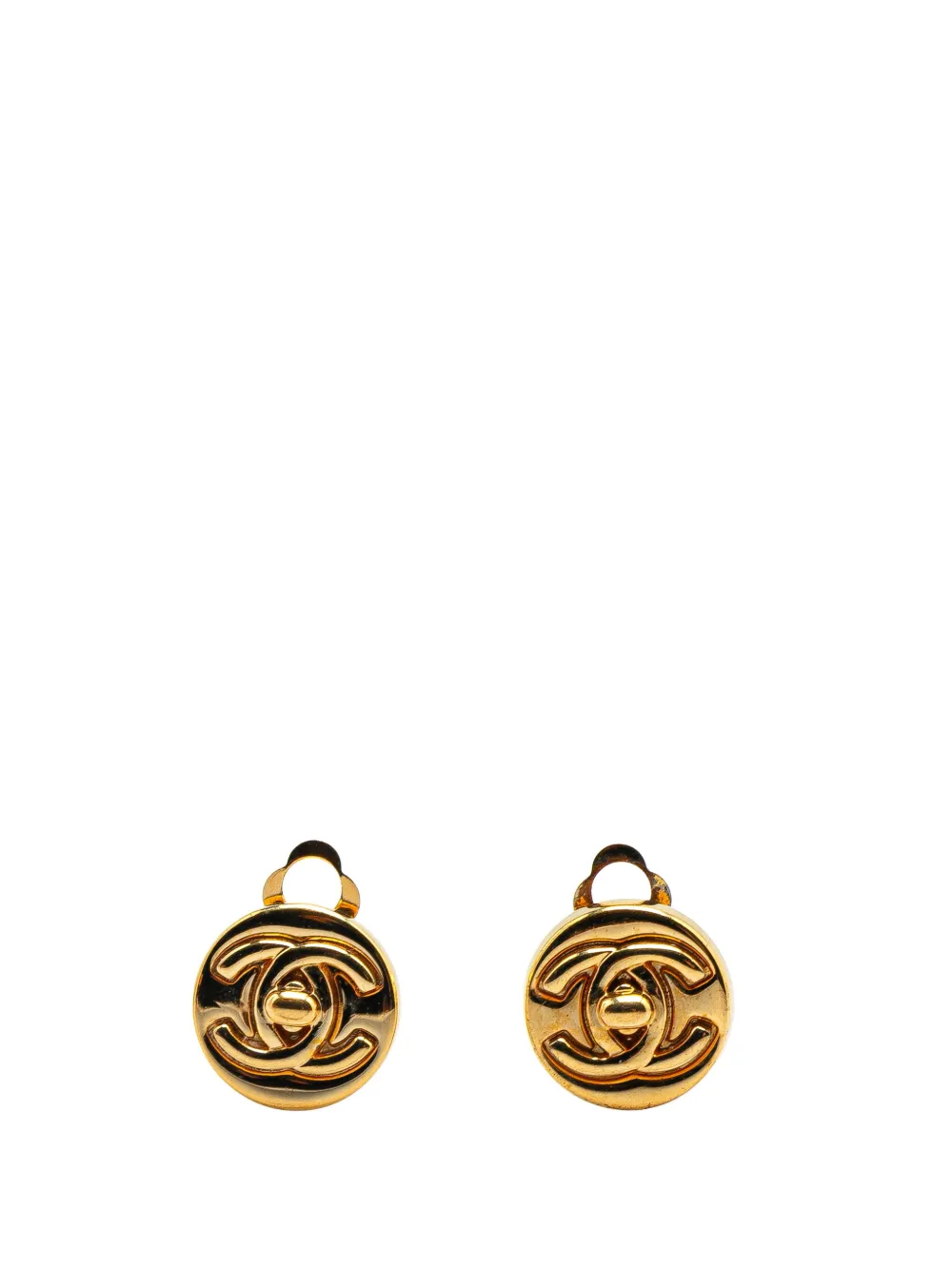CHANEL Pre-Owned 1997 ゴールドプレーテッド ココマーク ラウンド クリップオン コスチューム イヤリング - CHANEL Pre-Owned 1997 ゴールドプレーテッド ココマーク ラウンド クリップオン コスチューム イヤリング -