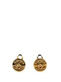 CHANEL Pre-Owned 1997 Gold Plated CC Round Clip On Earrings costume earrings