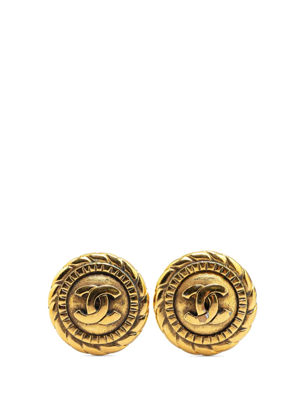 CHANEL Pre-Owned 1970-1980 ゴールドプレーテッド ココマーク ラウンド クリップオン コスチューム イヤリング - CHANEL Pre-Owned 1970-1980 ゴールドプレーテッド ココマーク ラウンド クリップオン コスチューム イヤリング -