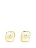 CHANEL Pre-Owned 2001 Gold Plated CC Resin Square Push Back Earrings costume earrings