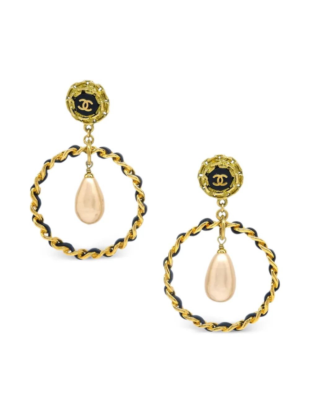 CHANEL Pre-Owned 1995 faux-pearl drop earrings | Gold | Image 1