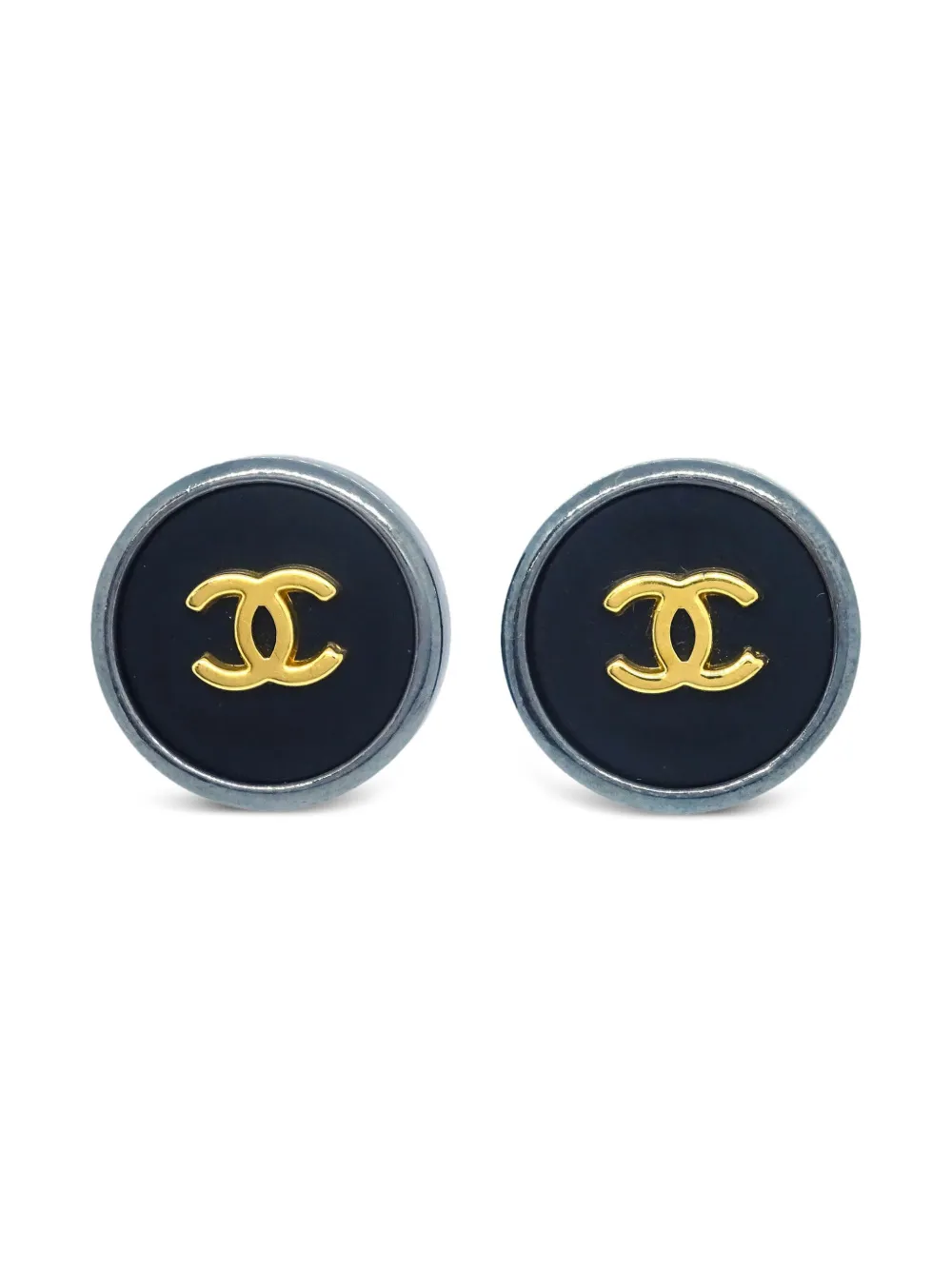 CHANEL Pre-Owned 1996 ボタン イヤリング - ブラック CHANEL Pre-Owned 1996 ボタン イヤリング - ブラック