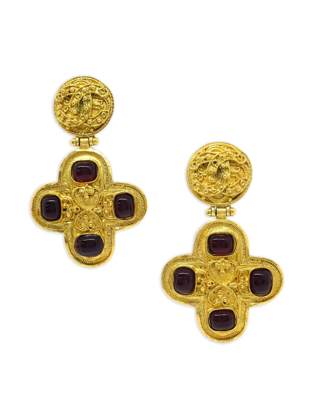 CHANEL Pre-Owned 1994 stone-embellished earrings | Gold | Image 1