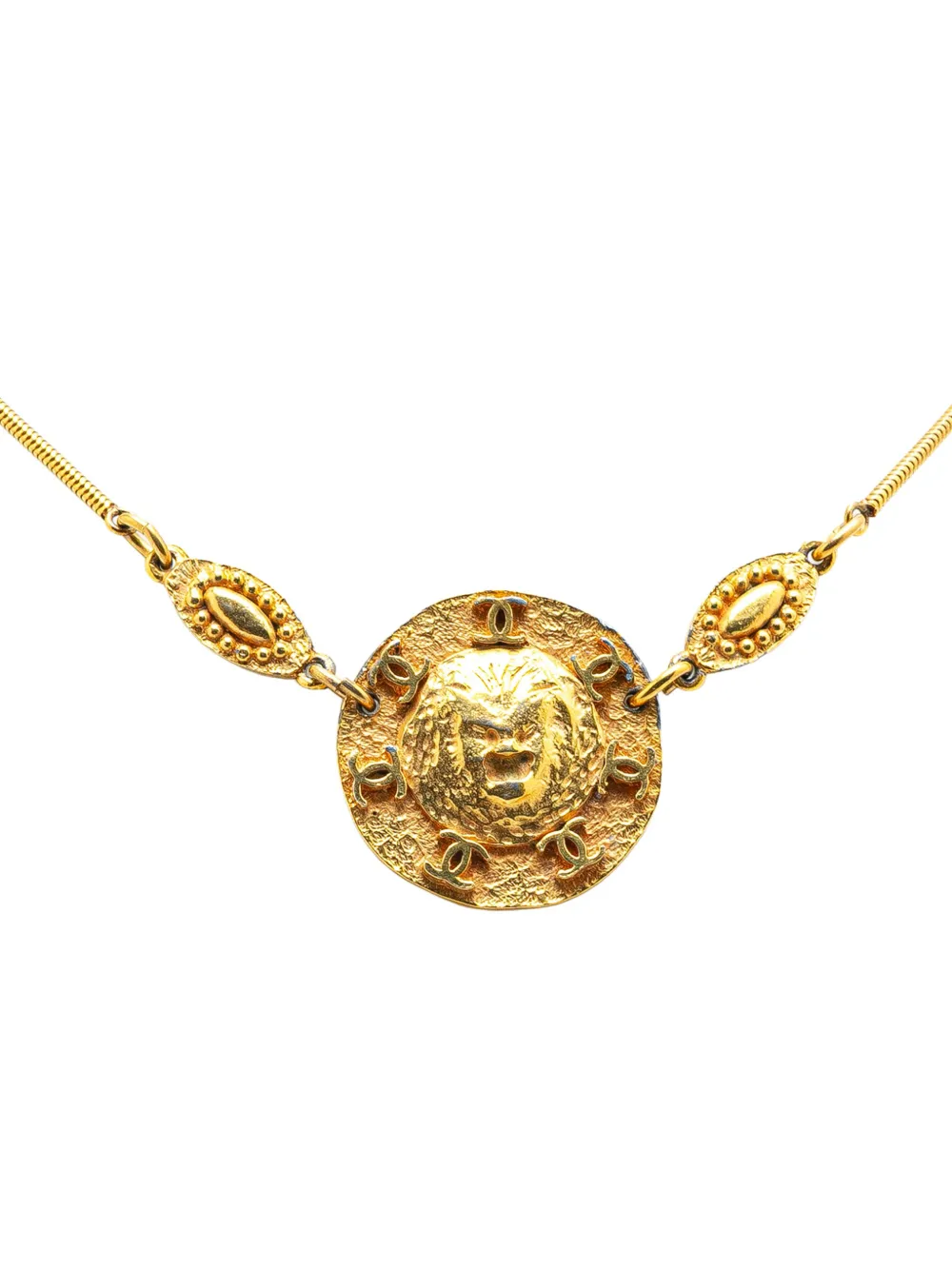 CHANEL Pre-Owned 1950-1970 Gold Plated Sun Lion Necklace costume CHANEL Pre-Owned 1950-1970 Gold Plated Sun Lion Necklace costume