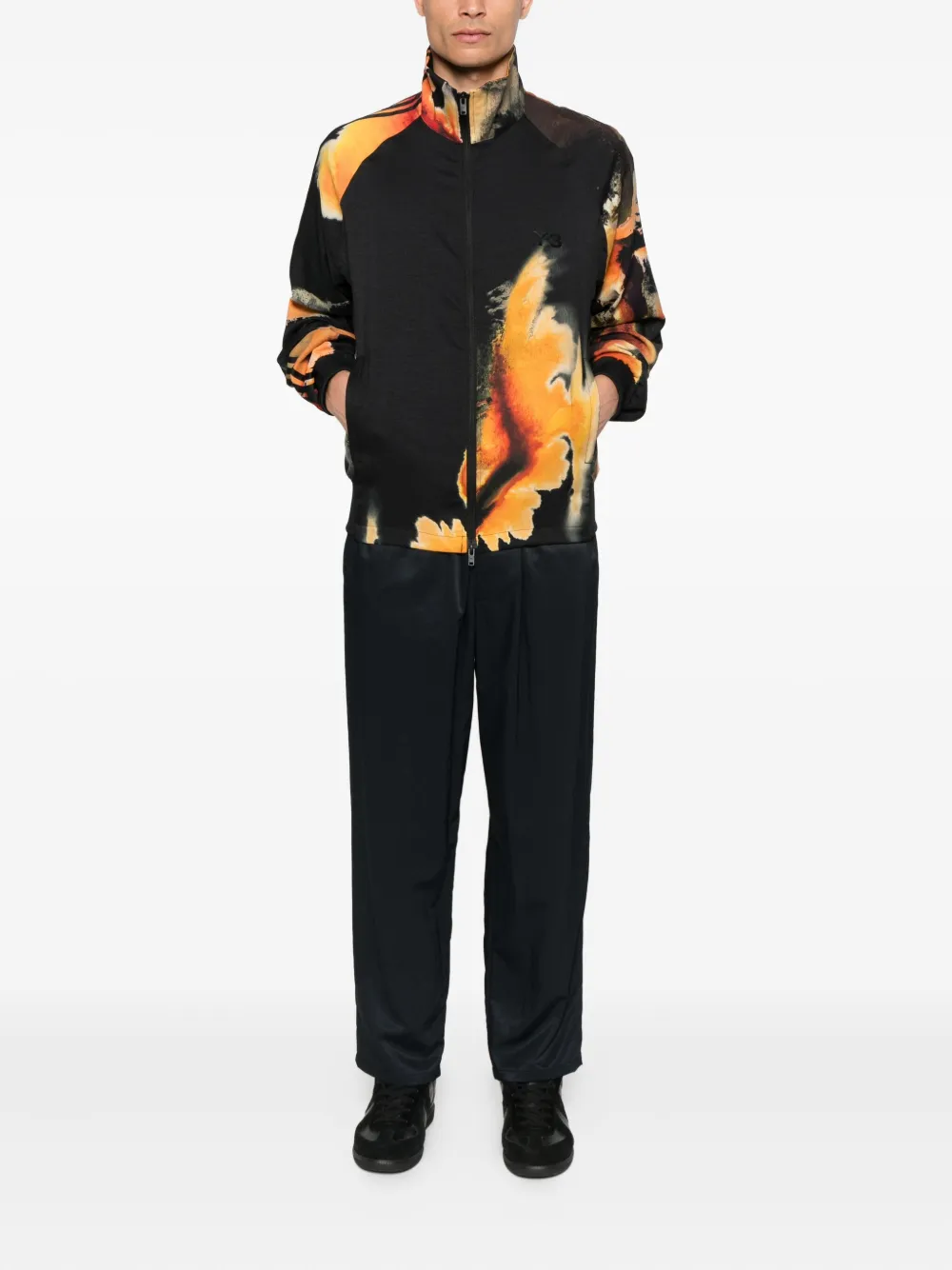 Y-3 AOP jack met abstracte print en rits Zwart