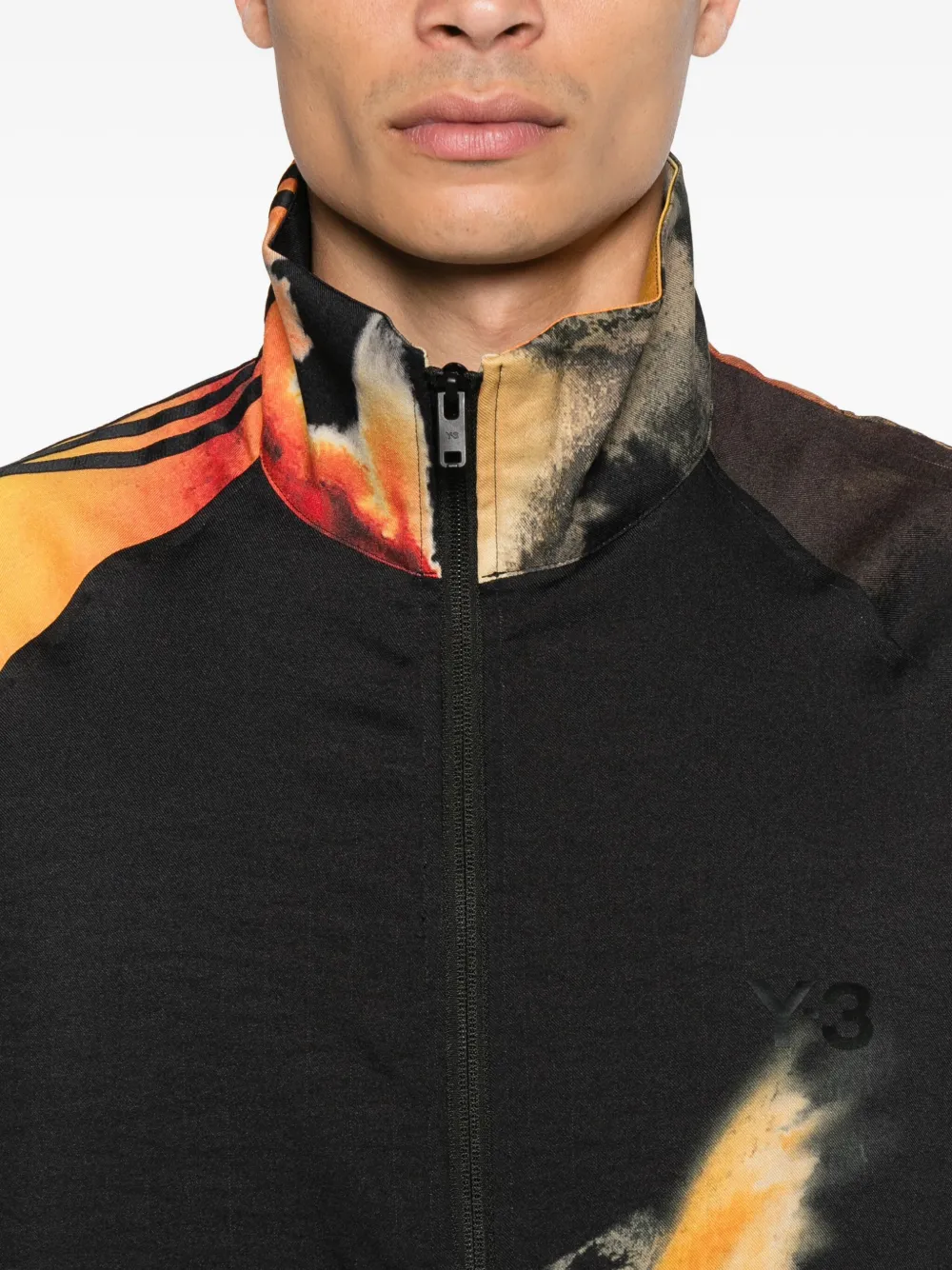 Y-3 AOP jack met abstracte print en rits Zwart