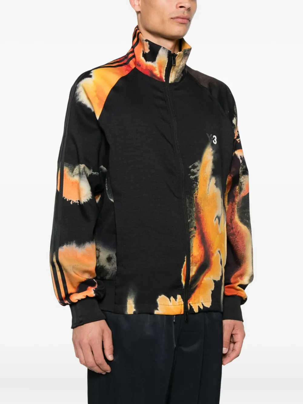 Y-3 AOP jack met abstracte print en rits Zwart