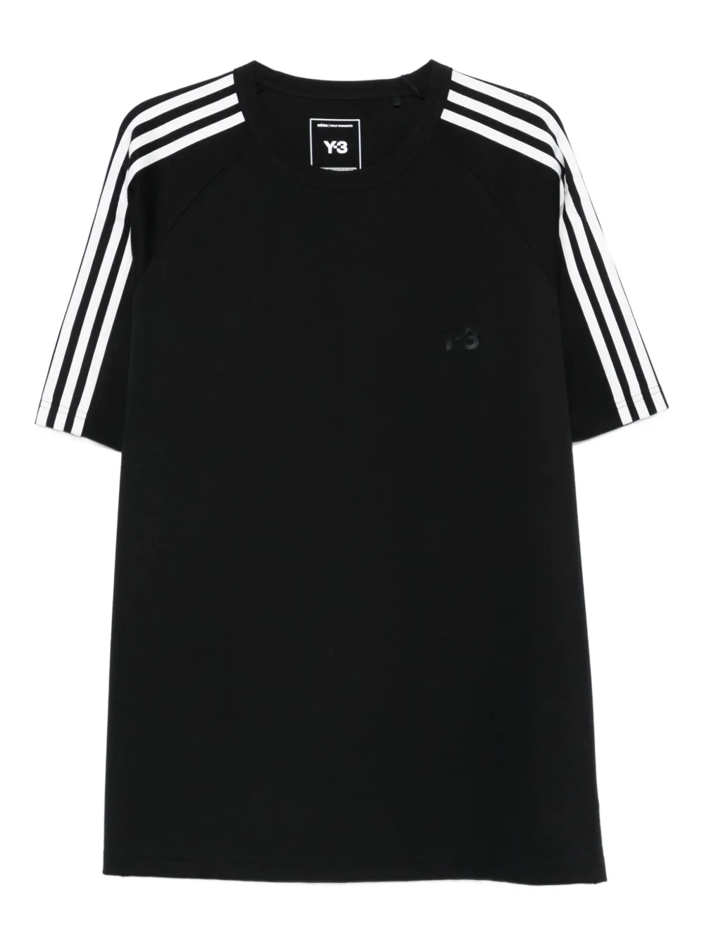 Y-3 T-shirt met drie strepen en korte mouwen Zwart