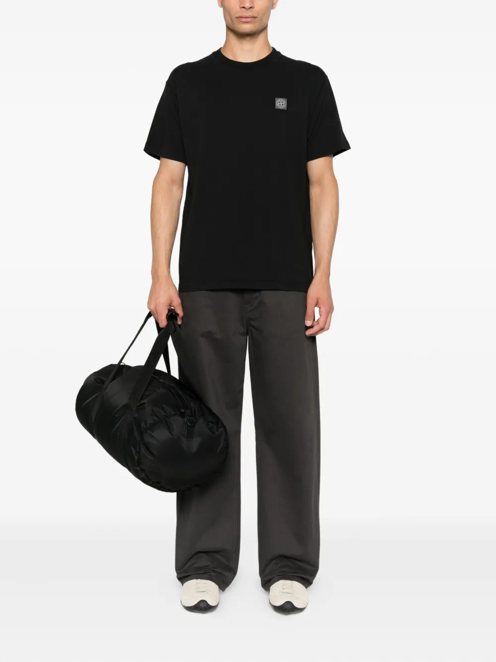Stone Island logo-patch cotton T-shirt Zwart
