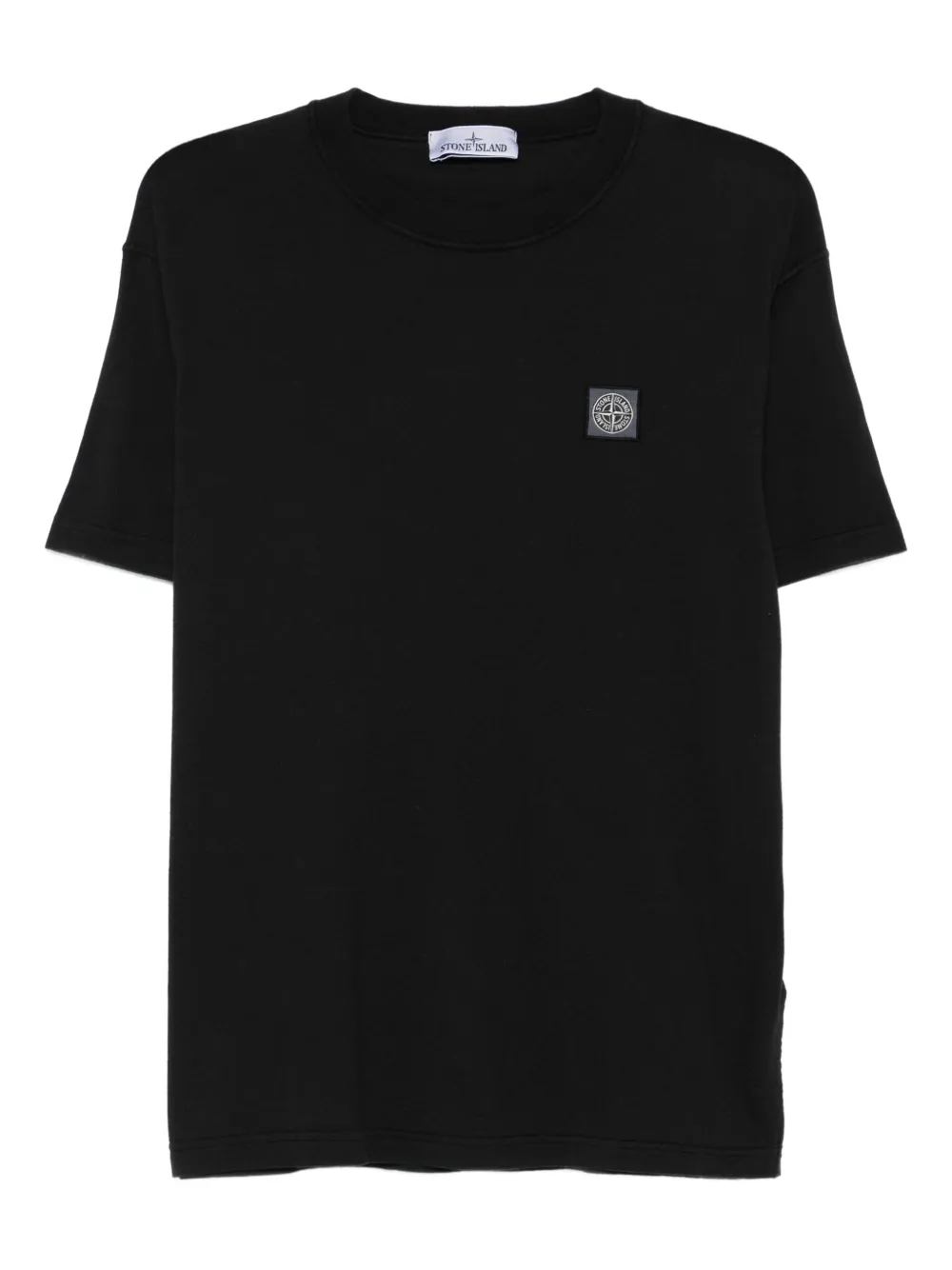 Stone Island logo-patch cotton T-shirt Zwart