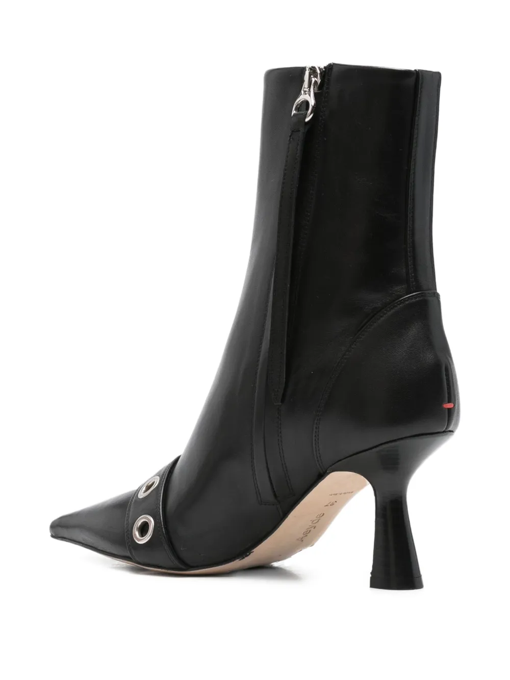 Aeyde 80mm buckle-detail pointed-toe boots Black