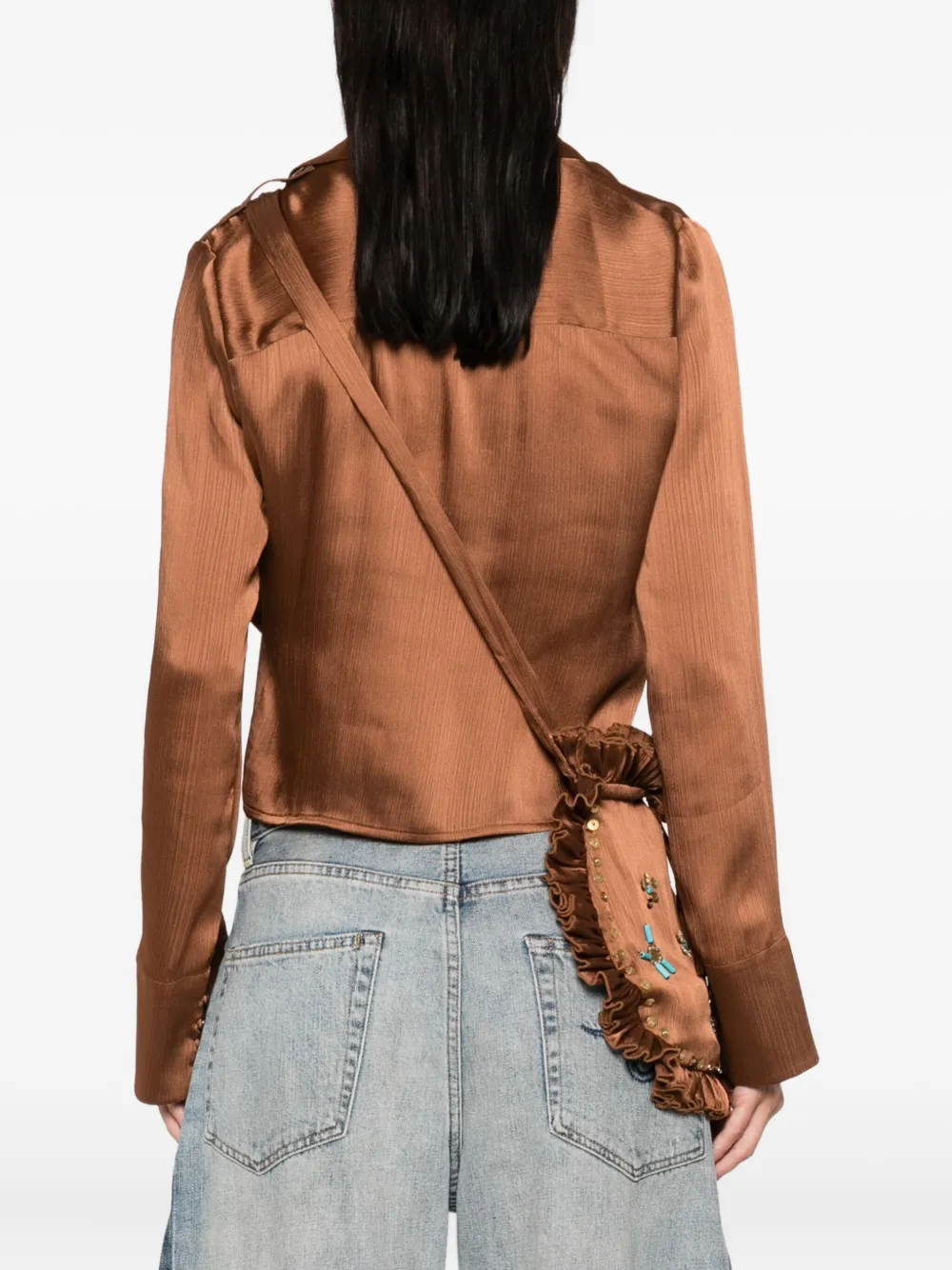 Siedres Pointed-collar Buttoned Blouse In Brown