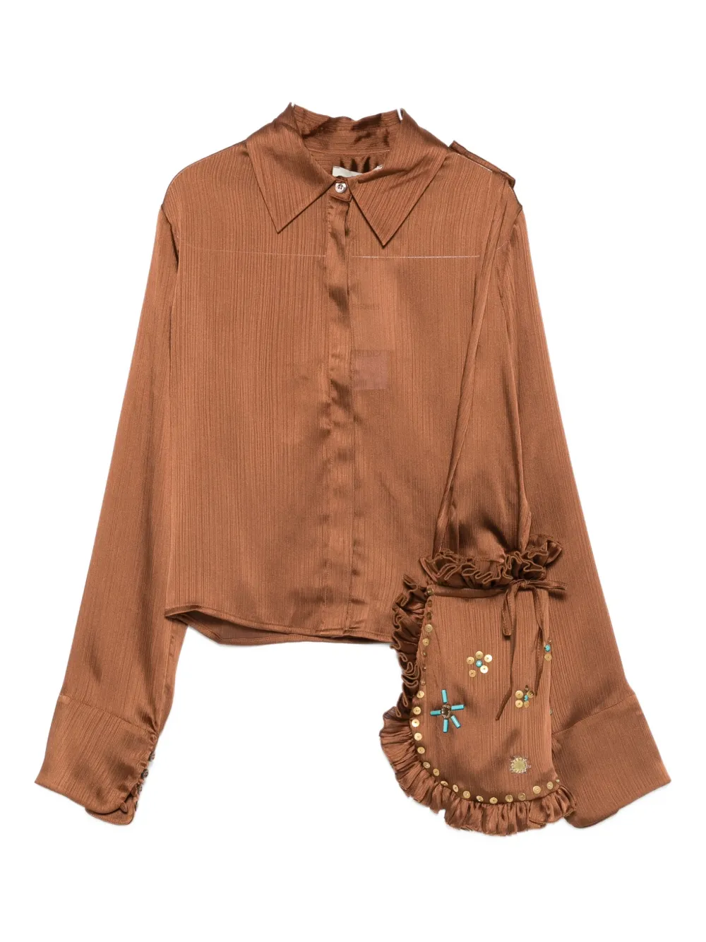 Siedres Pointed-collar Buttoned Blouse In Brown