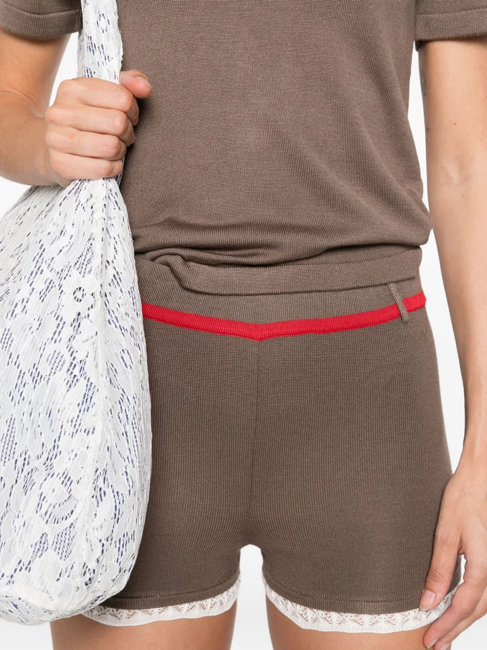 SIEDRES Marthe shorts met kanten afwerking Bruin